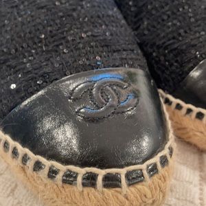 Chanel espadrilles black and glitter size 39